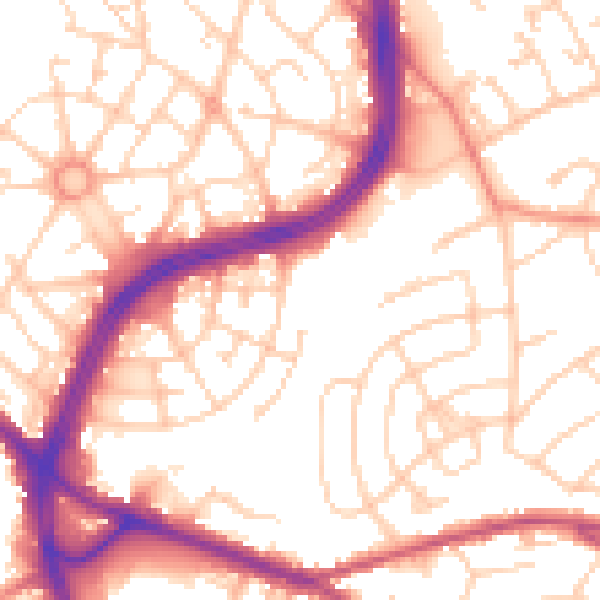 Daytime road noise heatmap for S2 1BZ
