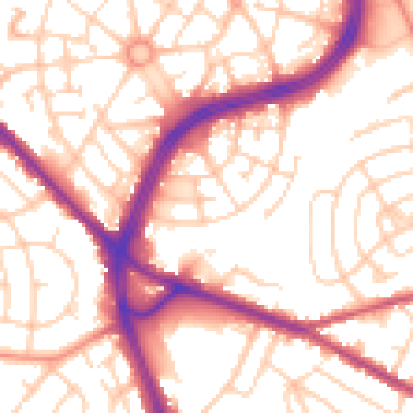 Daytime road noise heatmap for S2 1DA