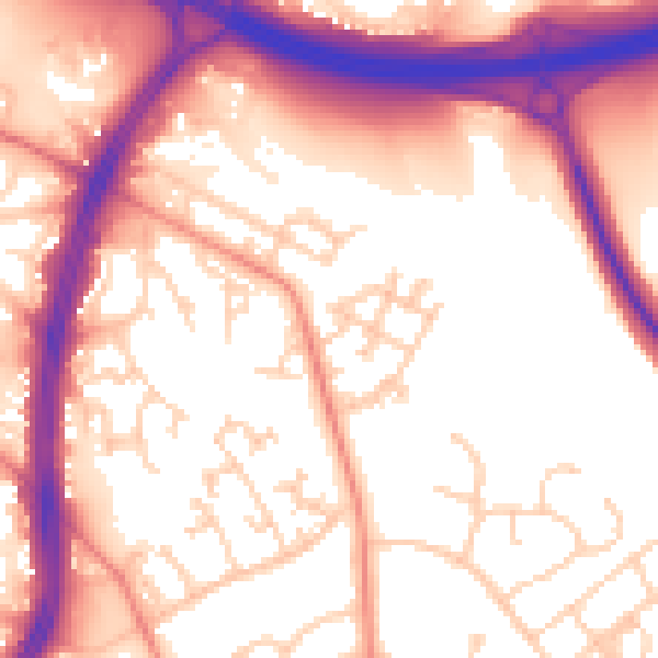 Daytime road noise heatmap for S2 1DG