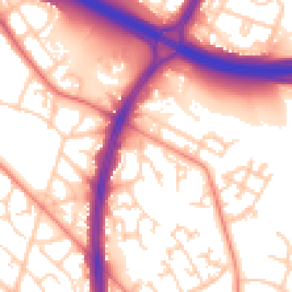 Daytime road noise heatmap for S2 1DN