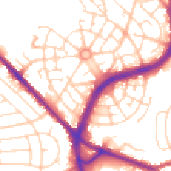 Daytime road noise heatmap for S2 1HJ
