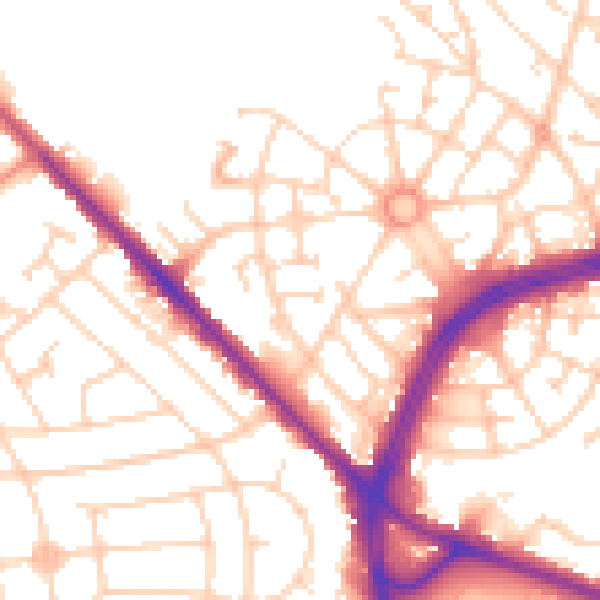 Daytime road noise heatmap for S2 1LE
