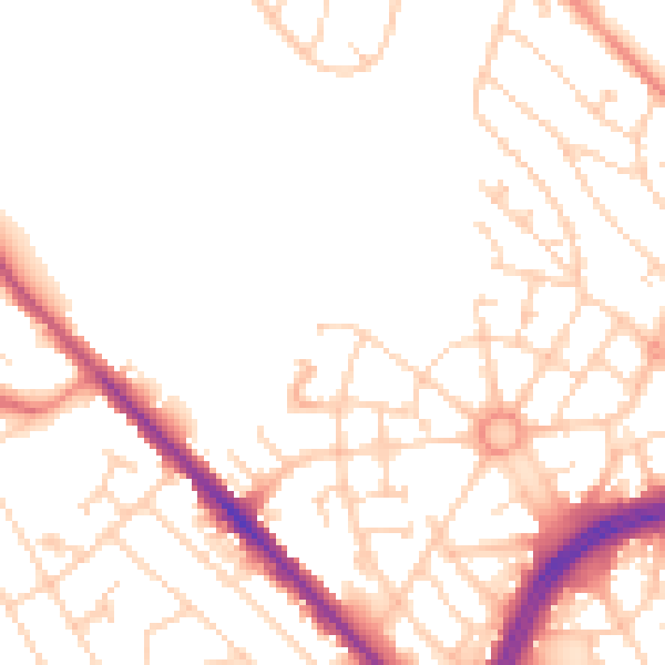 Daytime road noise heatmap for S2 1LG