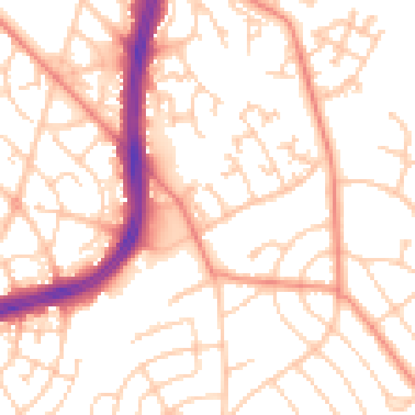Daytime road noise heatmap for S2 1NH