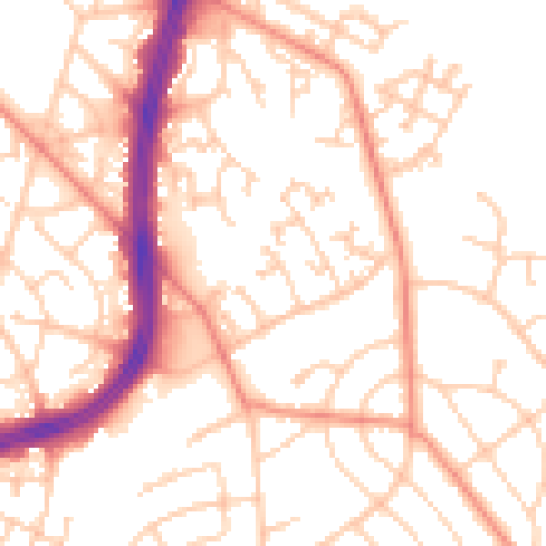 Daytime road noise heatmap for S2 1NJ