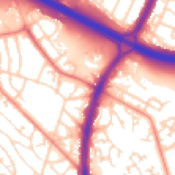 Daytime road noise heatmap for S2 1RQ