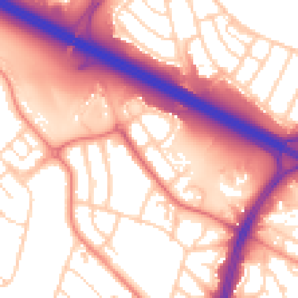 Daytime road noise heatmap for S2 1RU