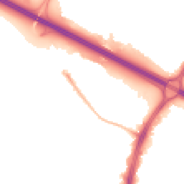 Night-time road noise heatmap for S2 1RW