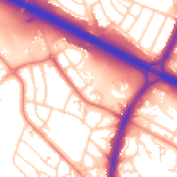 Daytime road noise heatmap for S2 1RY