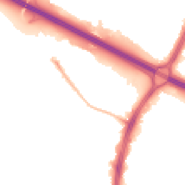 Night-time road noise heatmap for S2 1RY