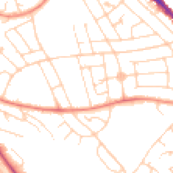 Daytime road noise heatmap for S2 2AJ