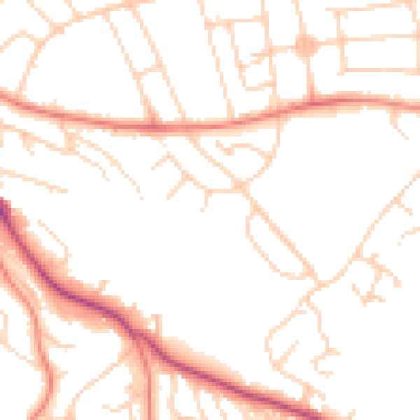 Daytime road noise heatmap for S2 2AY