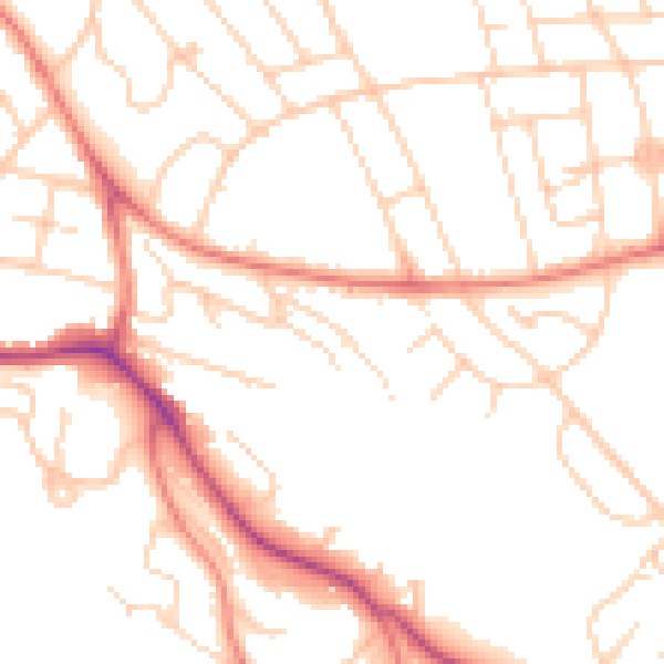 Daytime road noise heatmap for S2 2BE