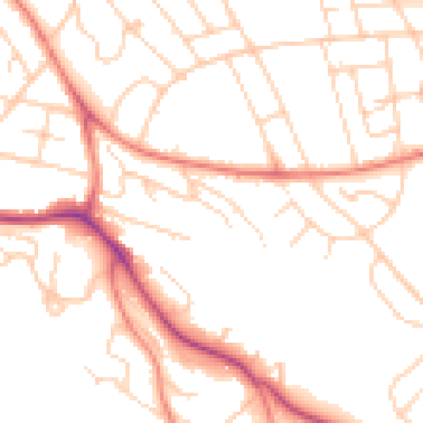 Daytime road noise heatmap for S2 2BG