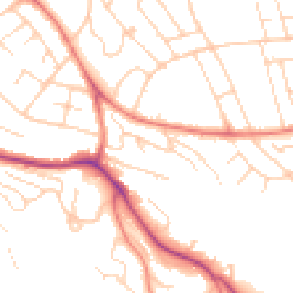 Daytime road noise heatmap for S2 2BJ