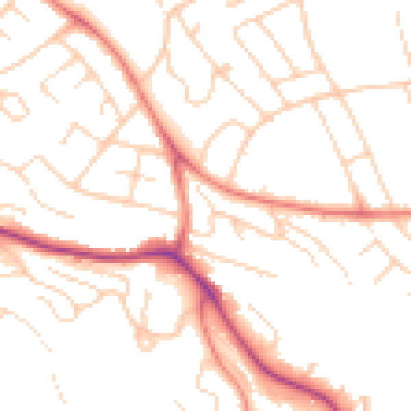 Daytime road noise heatmap for S2 2BL