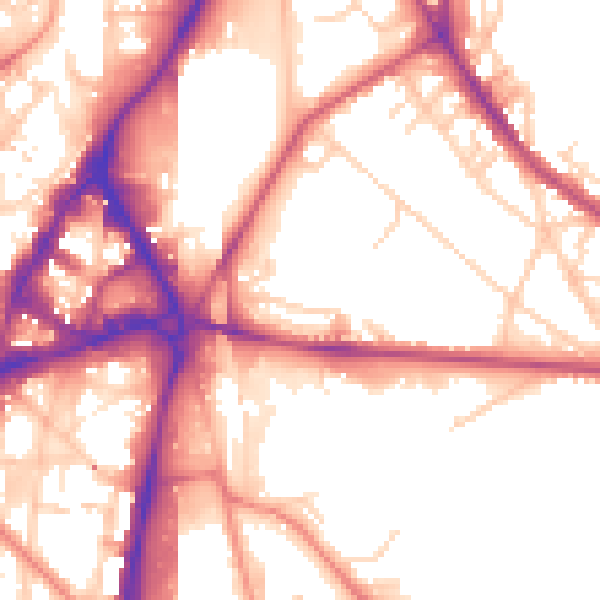 Daytime road noise heatmap for S2 2BZ