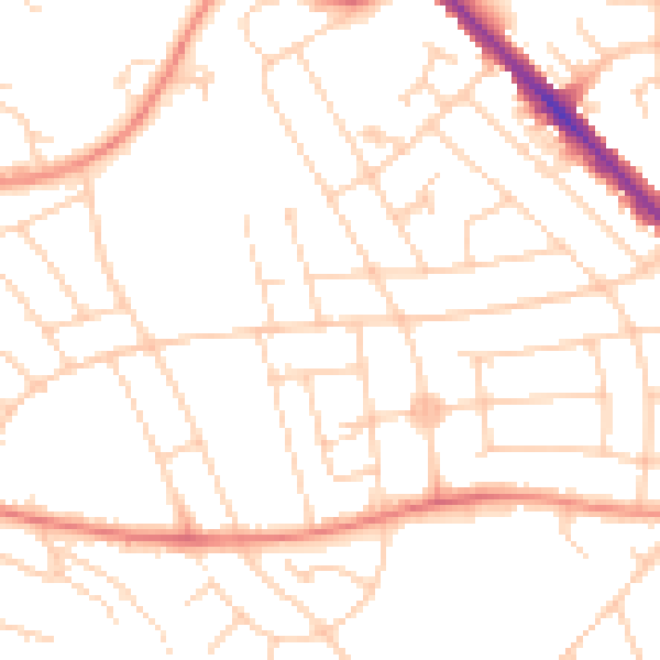 Daytime road noise heatmap for S2 2DZ