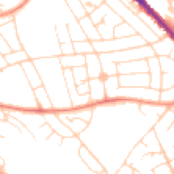 Daytime road noise heatmap for S2 2EG