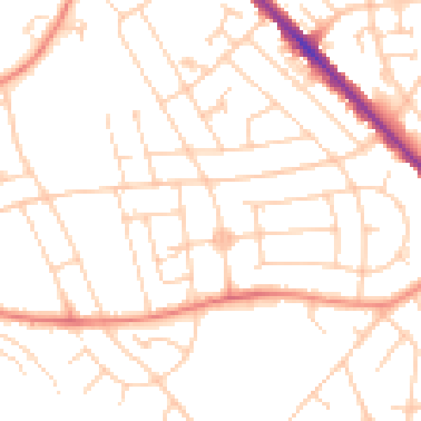 Daytime road noise heatmap for S2 2EH