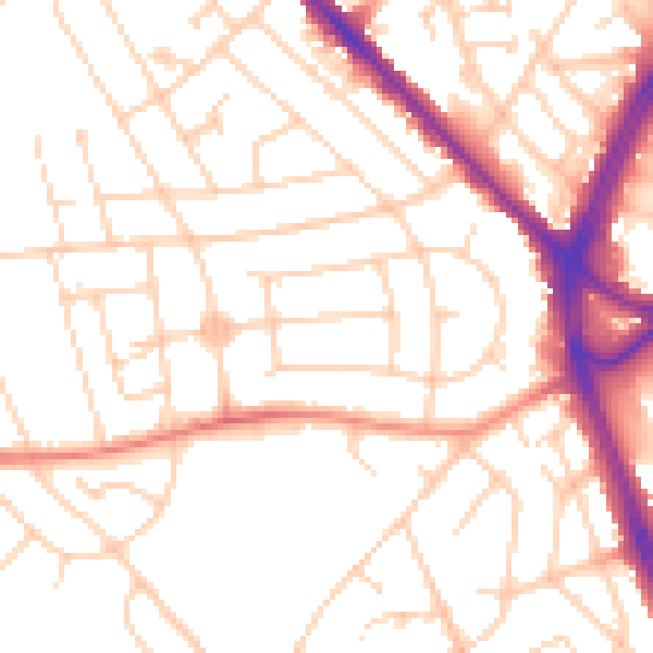 Daytime road noise heatmap for S2 2EL
