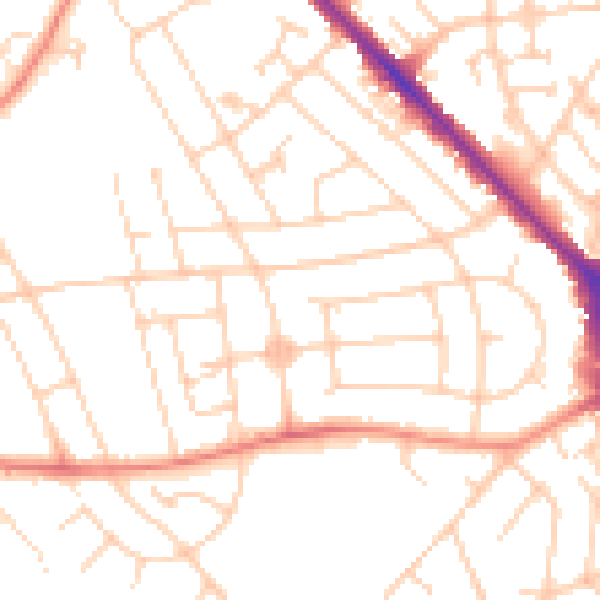 Daytime road noise heatmap for S2 2EX