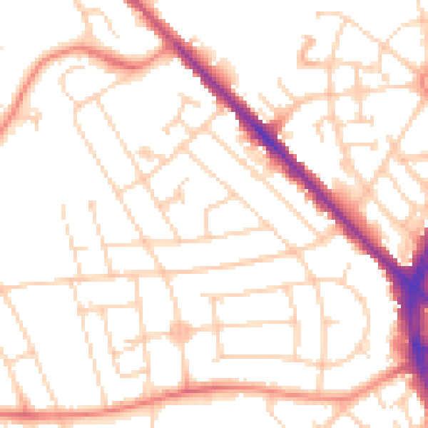 Daytime road noise heatmap for S2 2JH