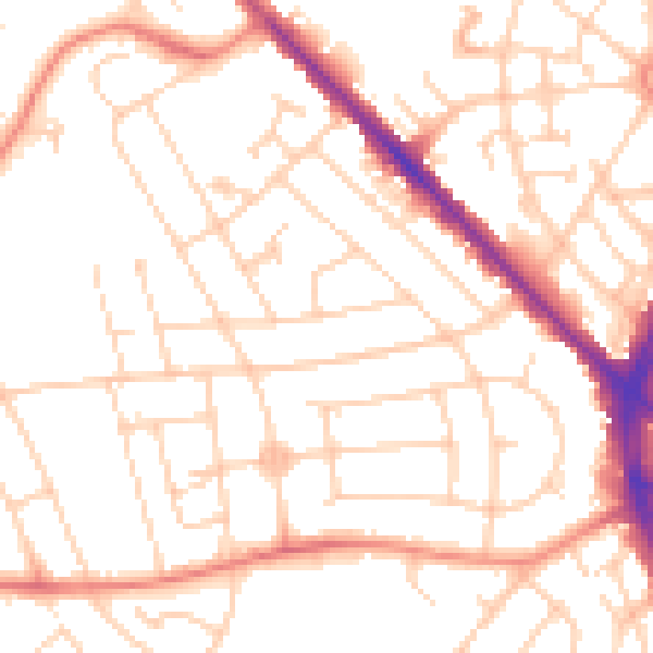 Daytime road noise heatmap for S2 2JL