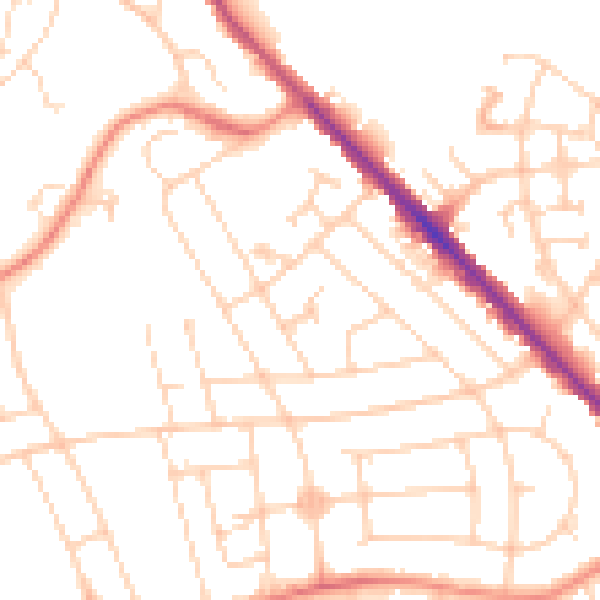 Daytime road noise heatmap for S2 2JT