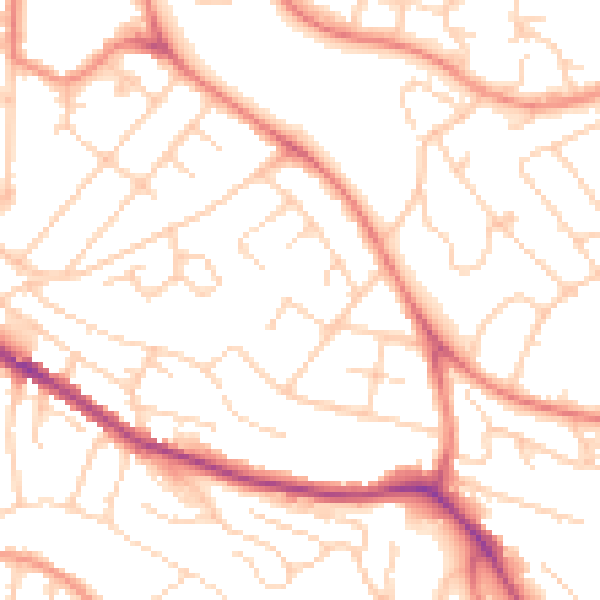 Daytime road noise heatmap for S2 3BQ