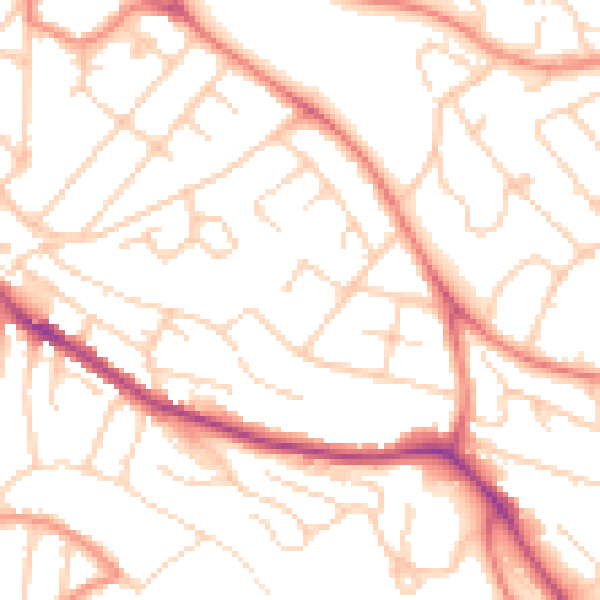 Daytime road noise heatmap for S2 3BS