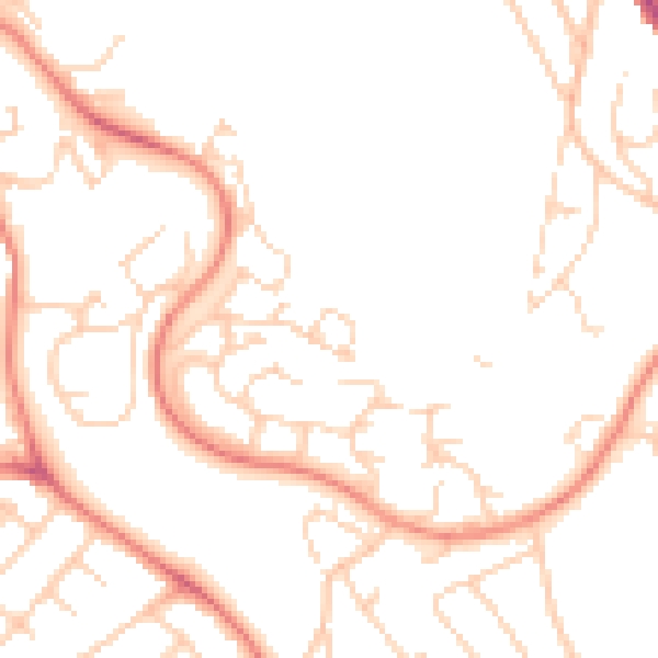 Daytime road noise heatmap for S2 3BZ