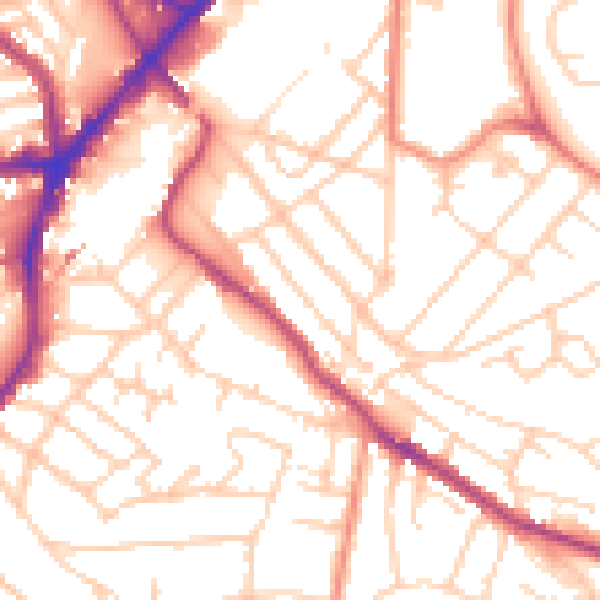 Daytime road noise heatmap for S2 3EG