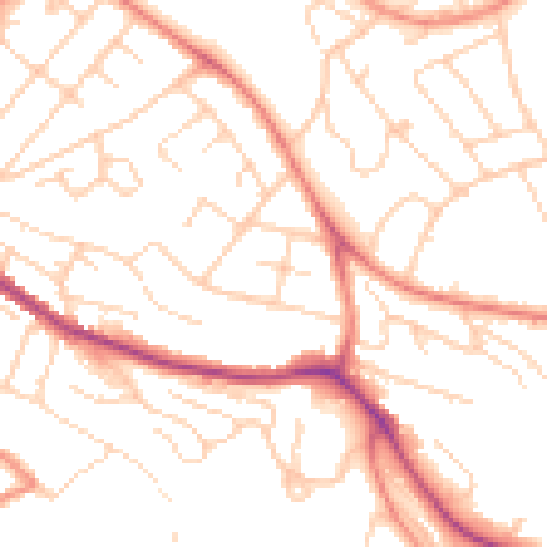 Daytime road noise heatmap for S2 3LH