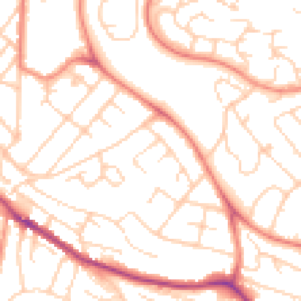 Daytime road noise heatmap for S2 3LQ