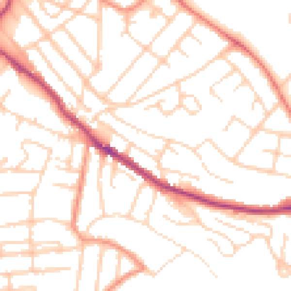 Daytime road noise heatmap for S2 3NE