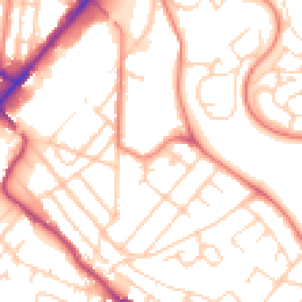 Daytime road noise heatmap for S2 3PP