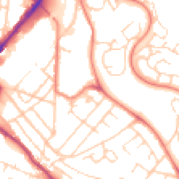 Daytime road noise heatmap for S2 3PQ