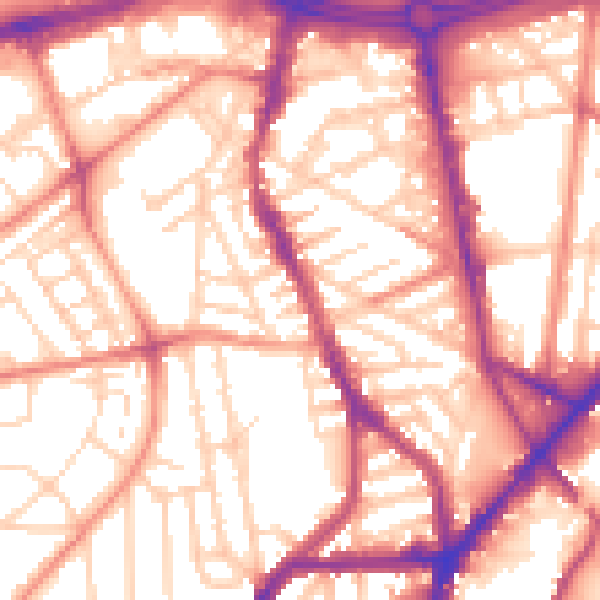 Daytime road noise heatmap for S2 4LW
