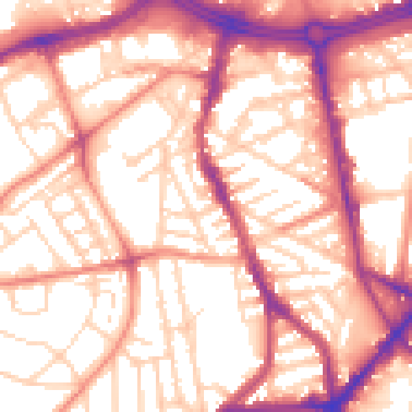 Daytime road noise heatmap for S2 4NZ