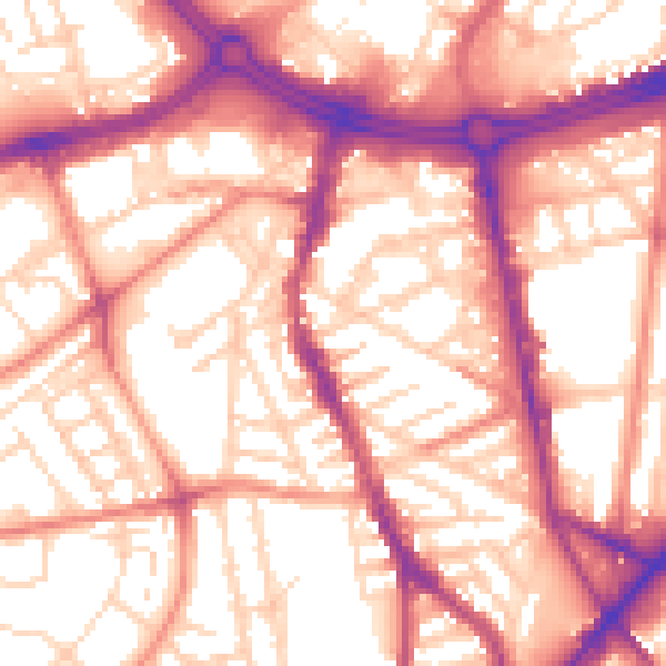 Daytime road noise heatmap for S2 4QR