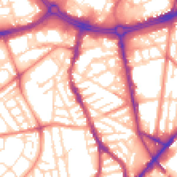 Daytime road noise heatmap for S2 4SA