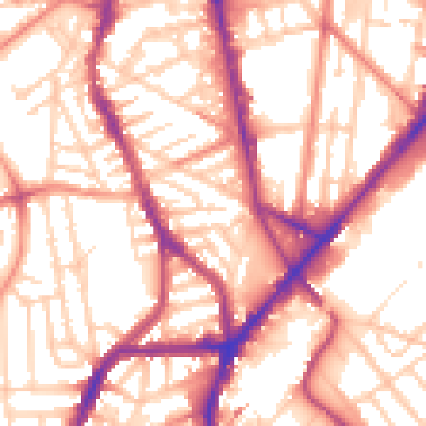 Daytime road noise heatmap for S2 4TH