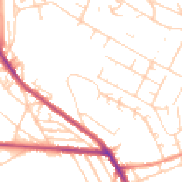 Daytime road noise heatmap for S2 5DP