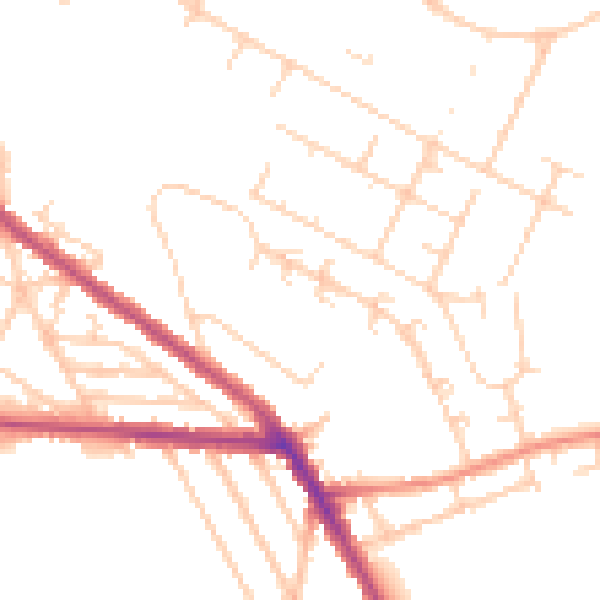 Daytime road noise heatmap for S2 5DQ