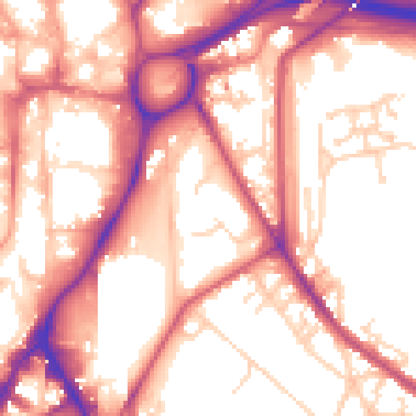 Daytime road noise heatmap for S2 5DU
