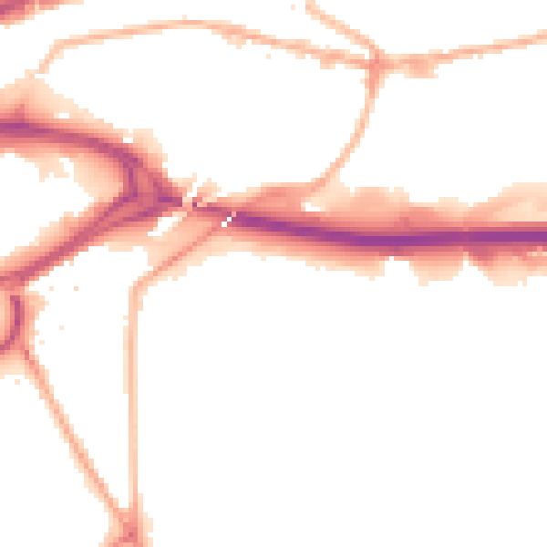 Night-time road noise heatmap for S2 5JF