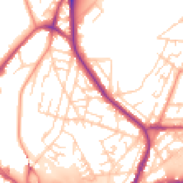 Daytime road noise heatmap for S3 9DT
