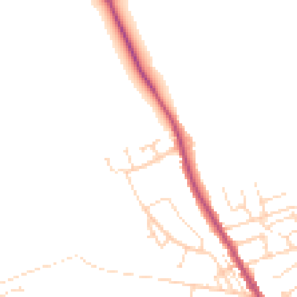 Daytime road noise heatmap for S42 5DJ
