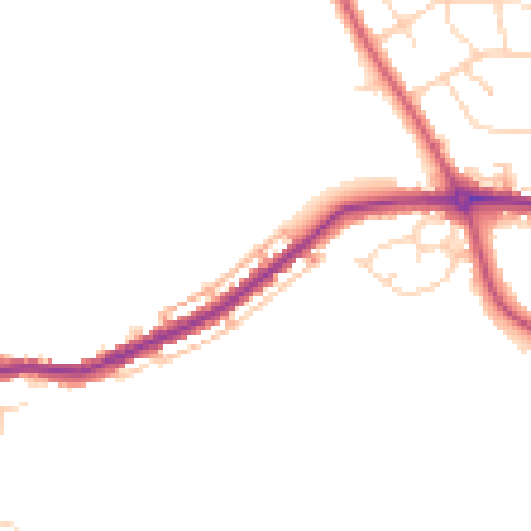 Daytime road noise heatmap for S42 5NT
